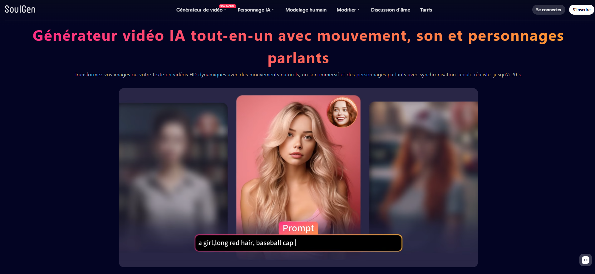 Page d accueil de SoulGen generateur d images IA photorealiste